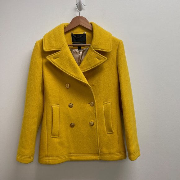 J. Crew Yellow Stadium Cloth Majesty Peacoat Wool Short Coat 49360 size 2 - Picture 4 of 10